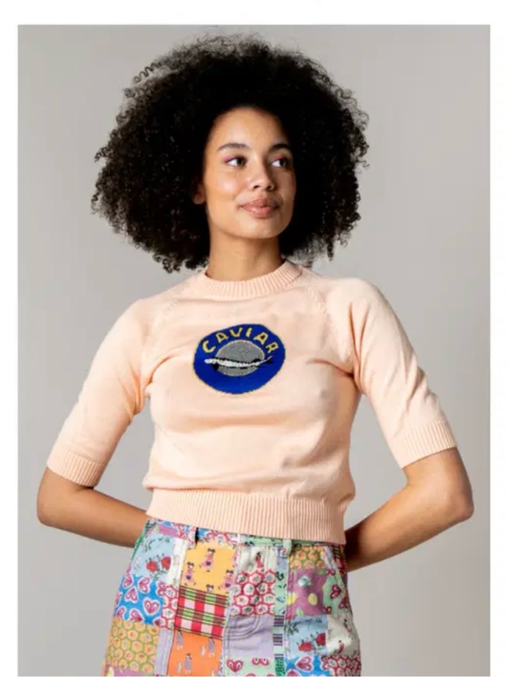 Rachel Antonoff Short-Sleeved Paul Sweater in Caviar